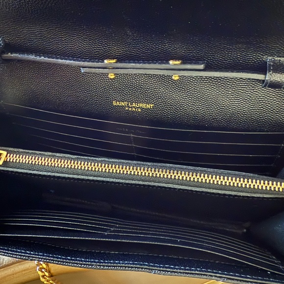 Yves Saint Laurent Black Chevron Shoulder Bag with Gold Chain - Picture 6 of 6